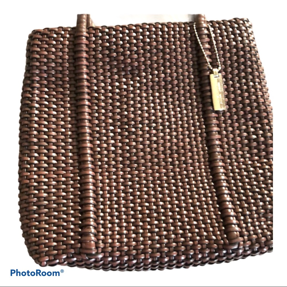 Minimalist Chic Y2K Coastal Grandmother Brown Woven Handbag - Picture 3 of 8